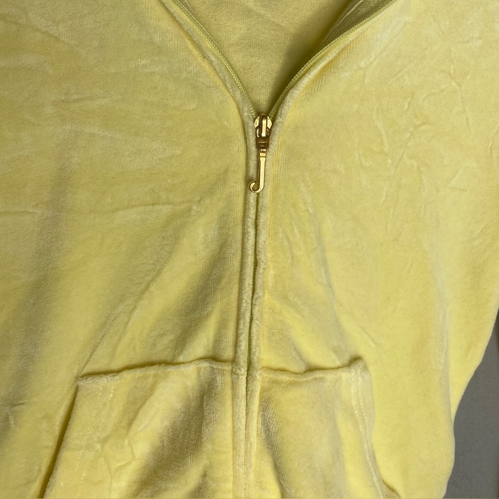 Juicy Couture Velvet Tracksuit Jacket US Youth 14 Yellow Floral - Picture 7 of 7